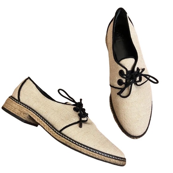 Tory Burch Shoes - Tory Burch Fawn Womens Lace Up Oxford Espadrille Size 6 in Natural Linen & Jute